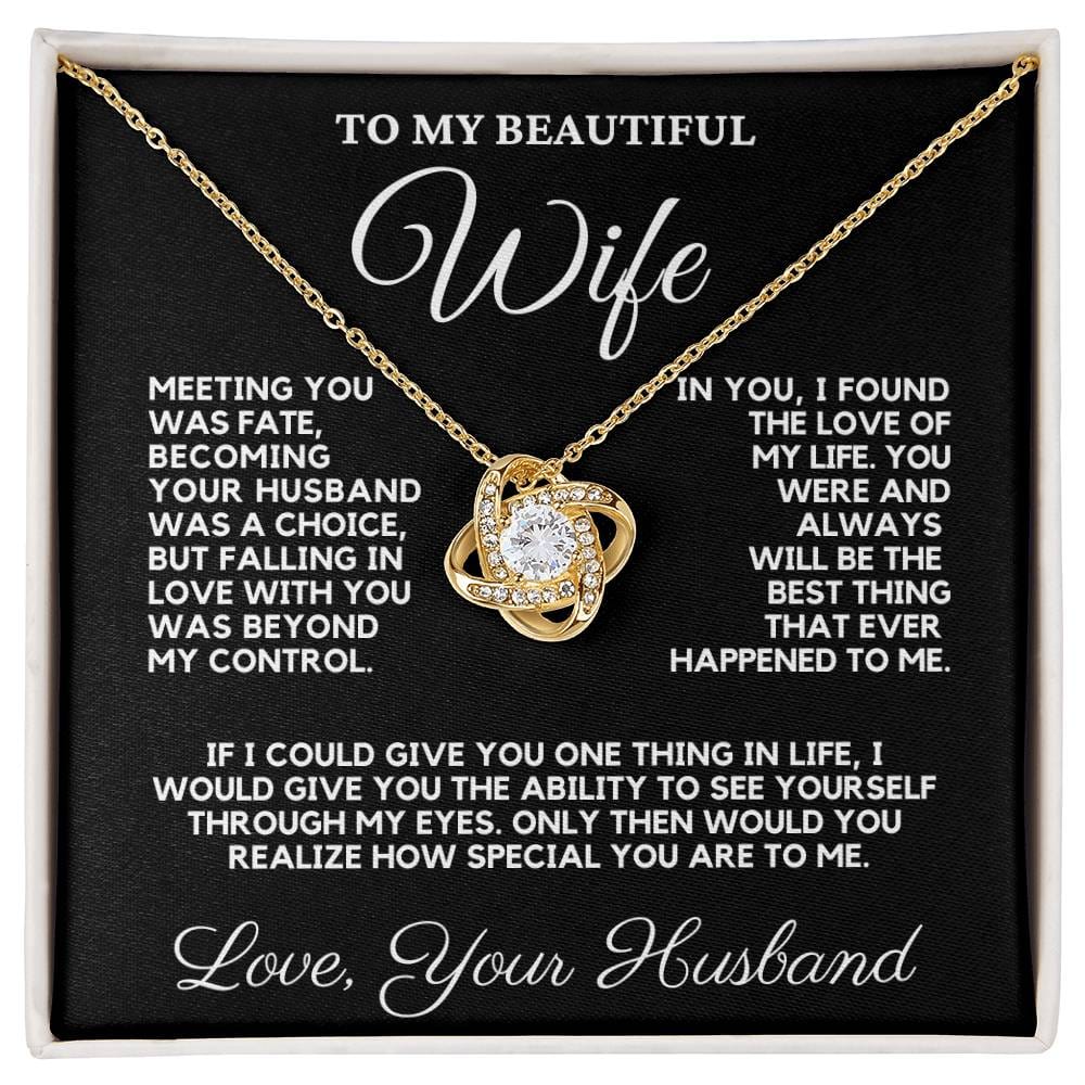 For Wife Love Knot Necklace – 14K White Gold or 18K Yellow Gold Finish