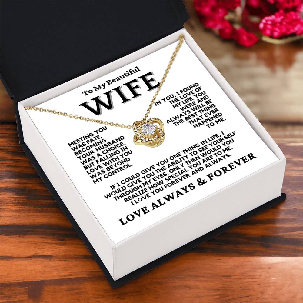 To My Wife Love Knot Necklace 14K or 18K Finish