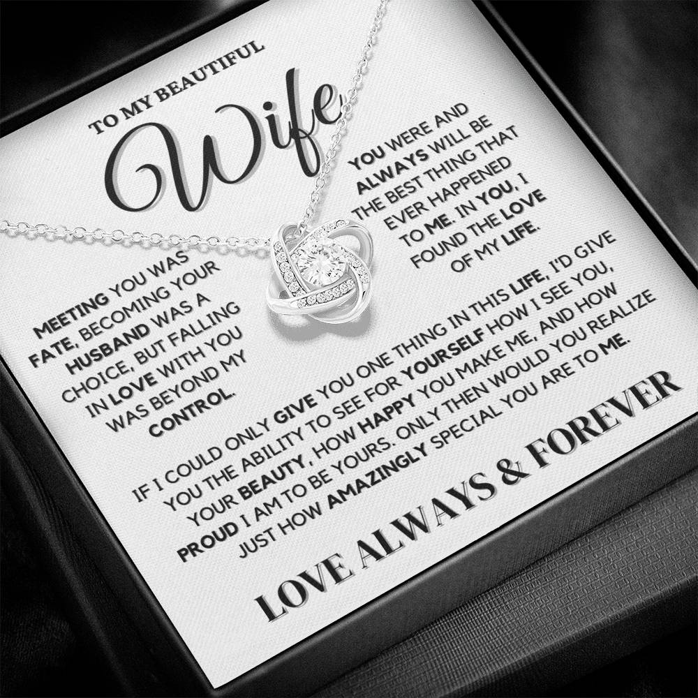 Beautiful Wife Necklace - Meeting You Was Fate - 14k or 18k Gold