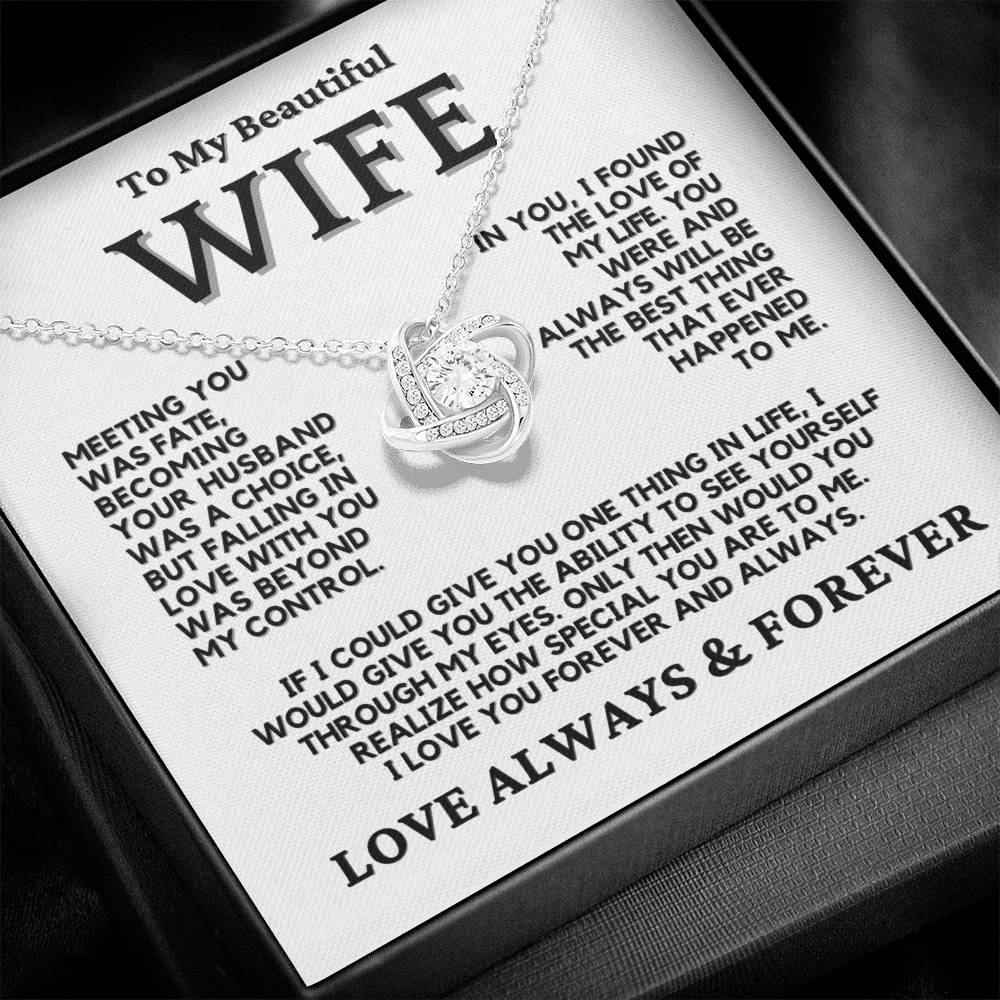 To My Wife Love Knot Necklace 14K or 18K Finish
