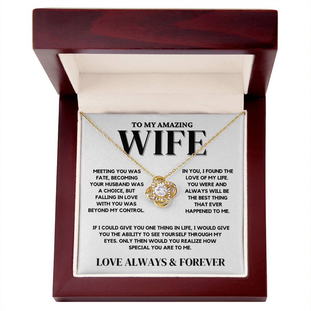 To My Amazing Wife - Love Knot Necklace - Christmas Gift