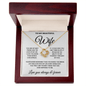Necklace with a sentimental message card for a wife in a wooden box