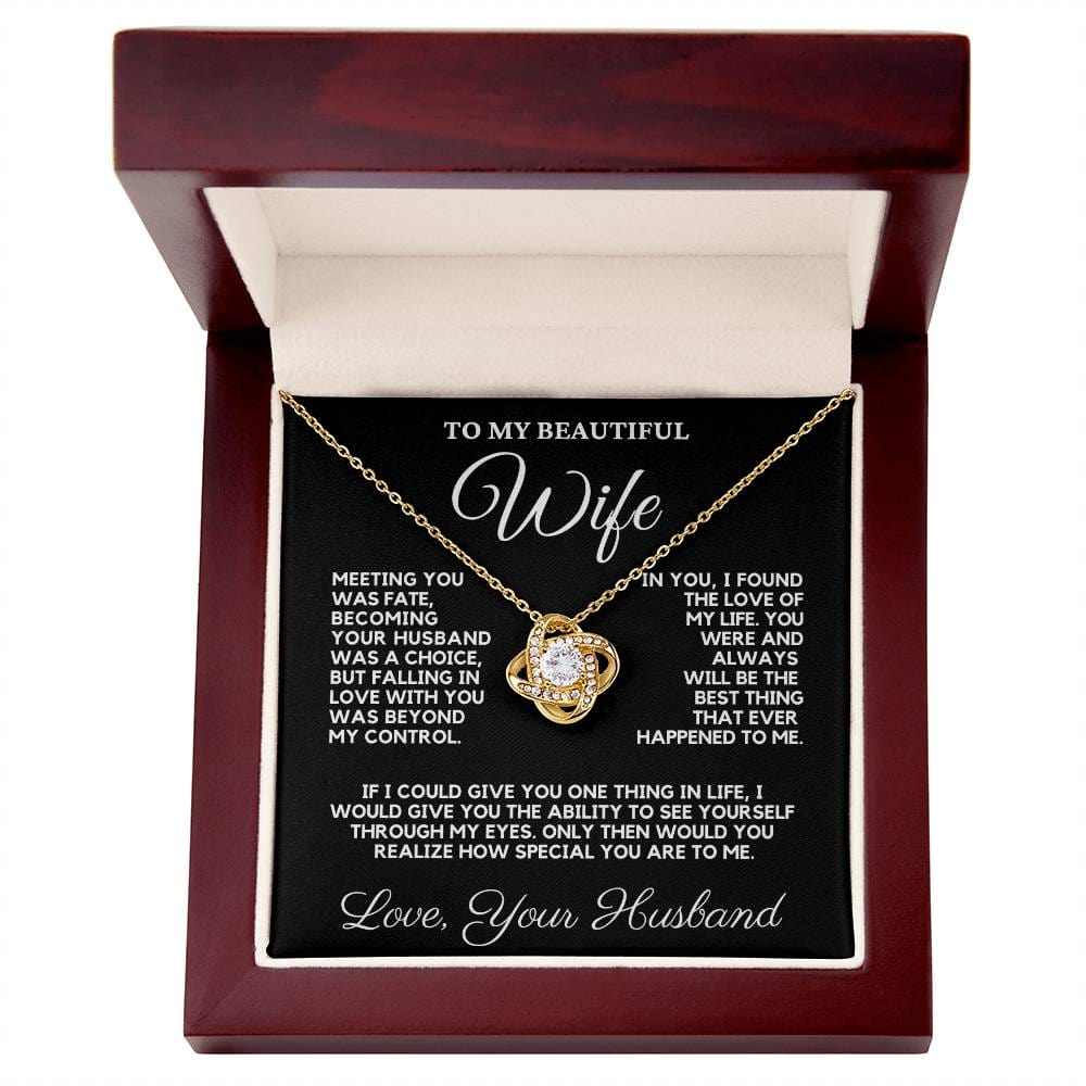 For Wife Love Knot Necklace – 14K White Gold or 18K Yellow Gold Finish