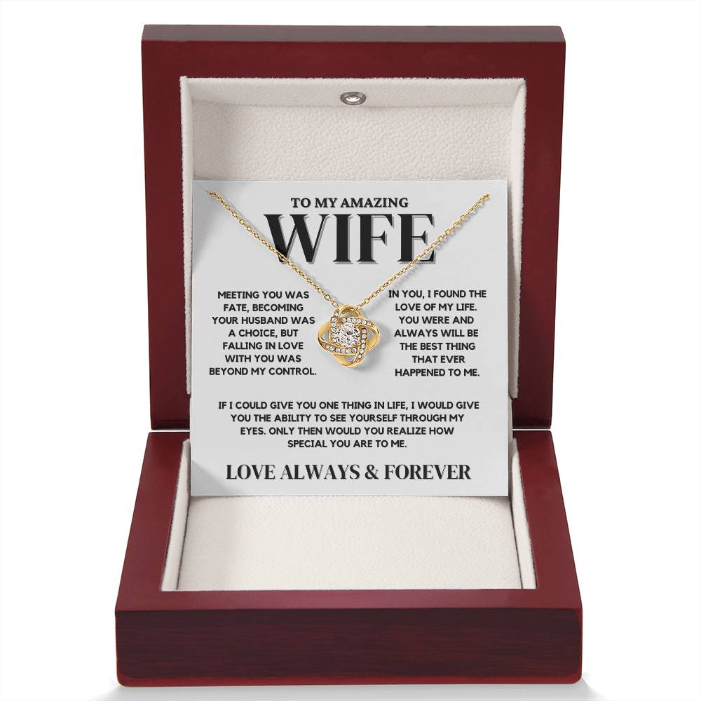 To My Amazing Wife - Love Knot Necklace - Christmas Gift