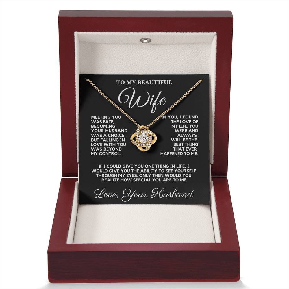 For Wife Love Knot Necklace – 14K White Gold or 18K Yellow Gold Finish