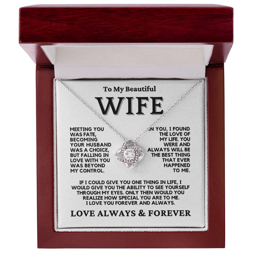 To My Wife Love Knot Necklace 14K or 18K Finish