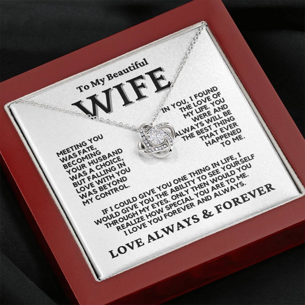 To My Wife Love Knot Necklace 14K or 18K Finish