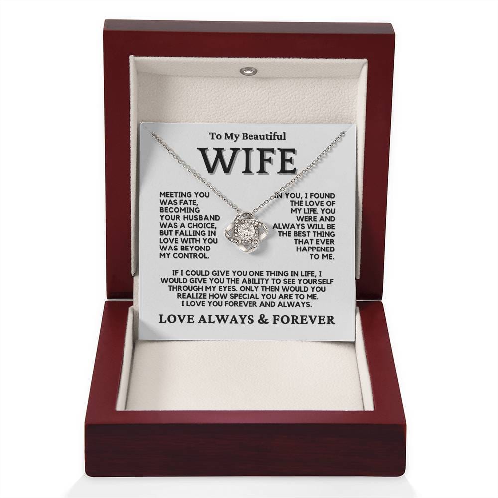 To My Wife Love Knot Necklace 14K or 18K Finish