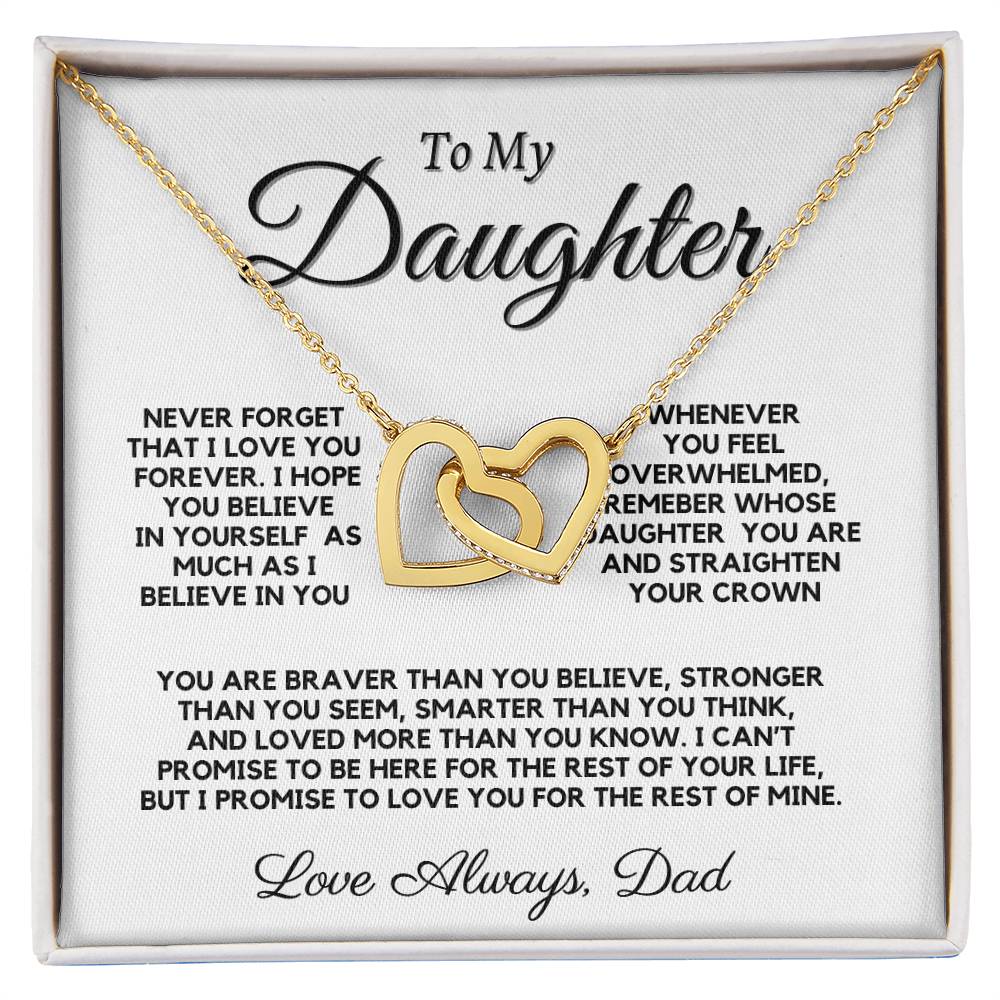 To My Daughter Interlocking Hearts Neckalce From Dad