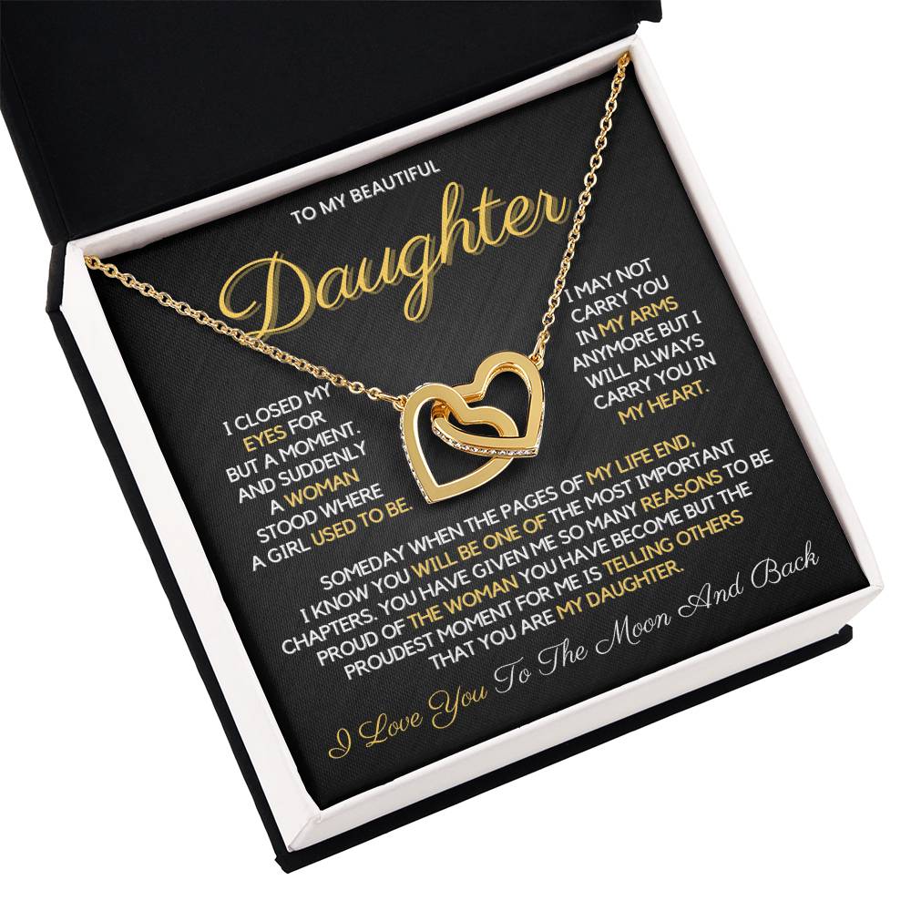 To My Daughter from Dad | Interlocking Hearts Necklace | 14k or 18k