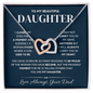 To My Daughter Love Dad – Interlocking Hearts Necklace in Rose Gold