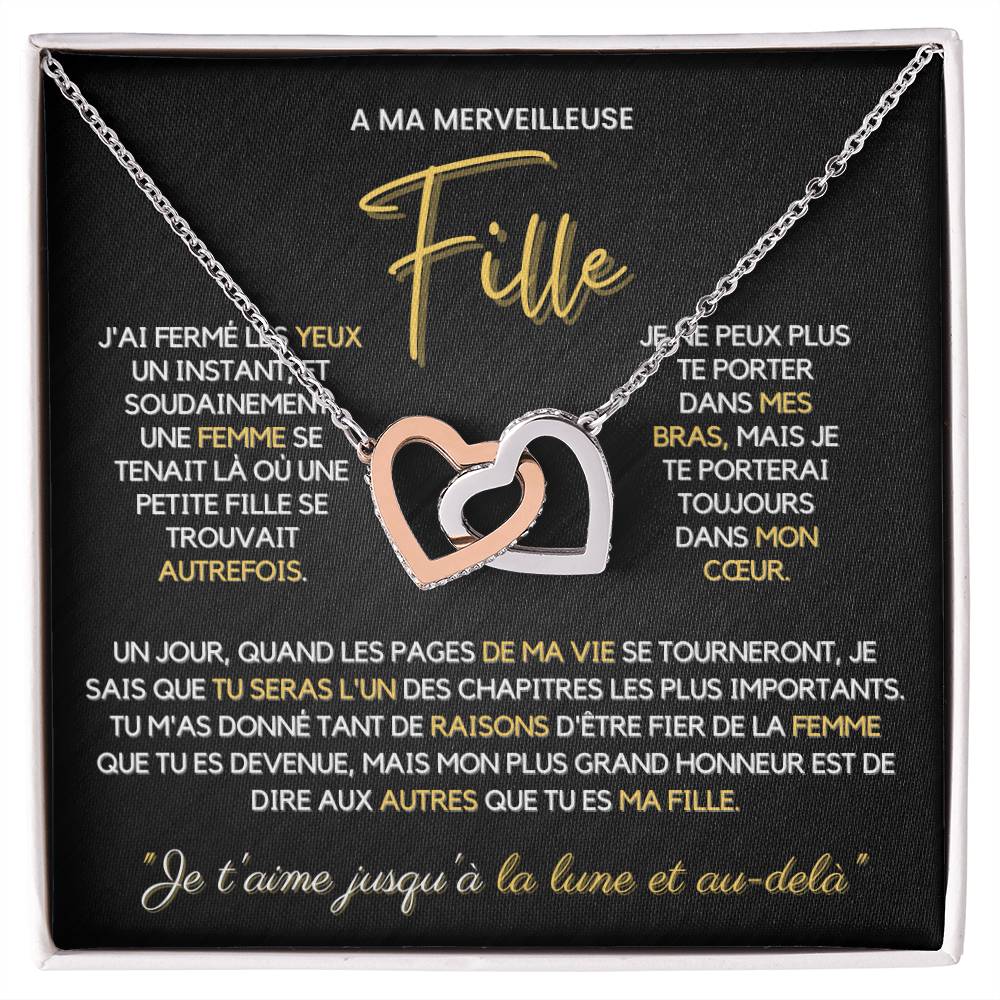 Collier Pour Fille - Collier coeurs entrelacés 14k ou 18K