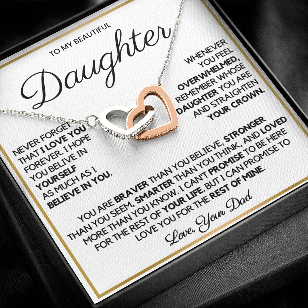 To My Daughter From Dad β Interlocking Hearts Necklace For Her