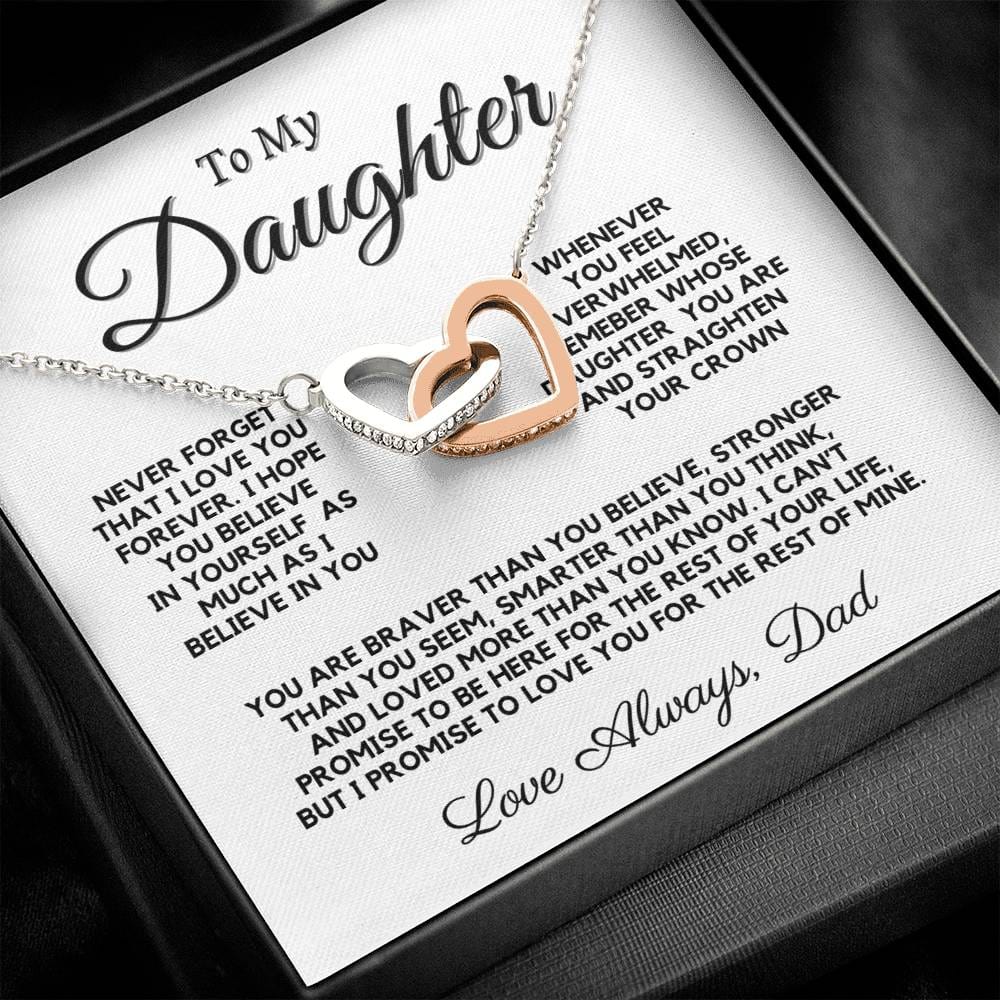 To My Daughter Interlocking Hearts Neckalce From Dad