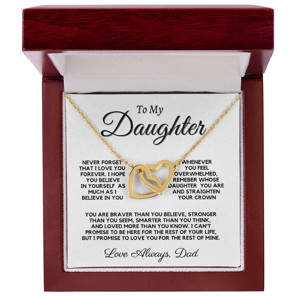 To My Daughter Interlocking Hearts Neckalce From Dad