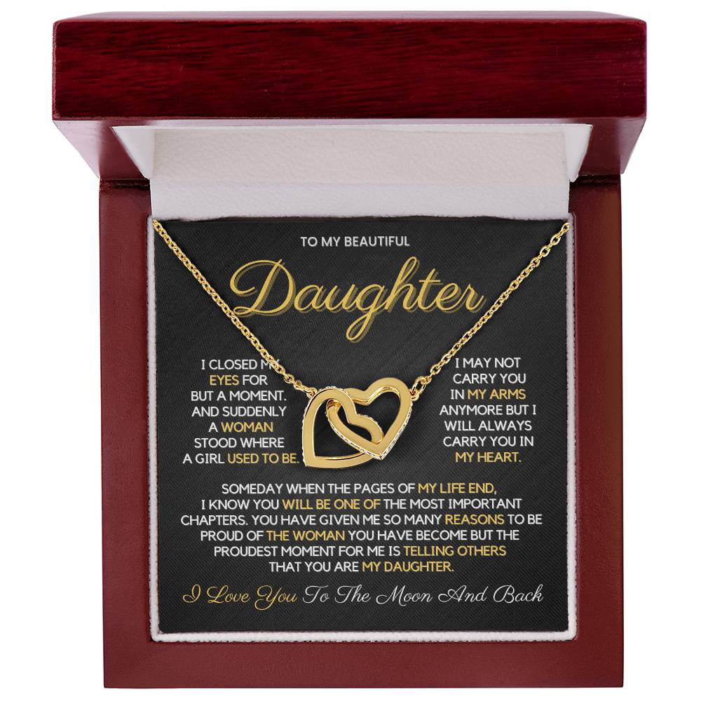 To My Daughter from Dad | Interlocking Hearts Necklace | 14k or 18k