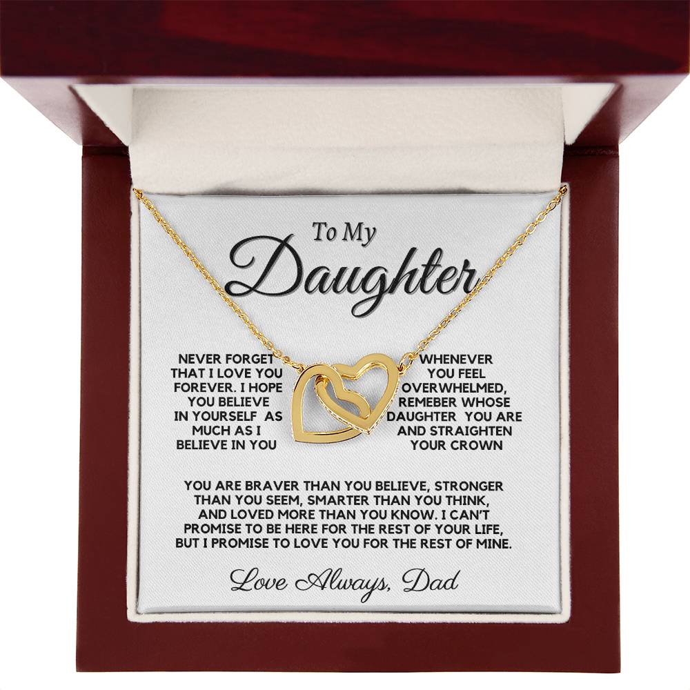 To My Daughter Interlocking Hearts Neckalce From Dad