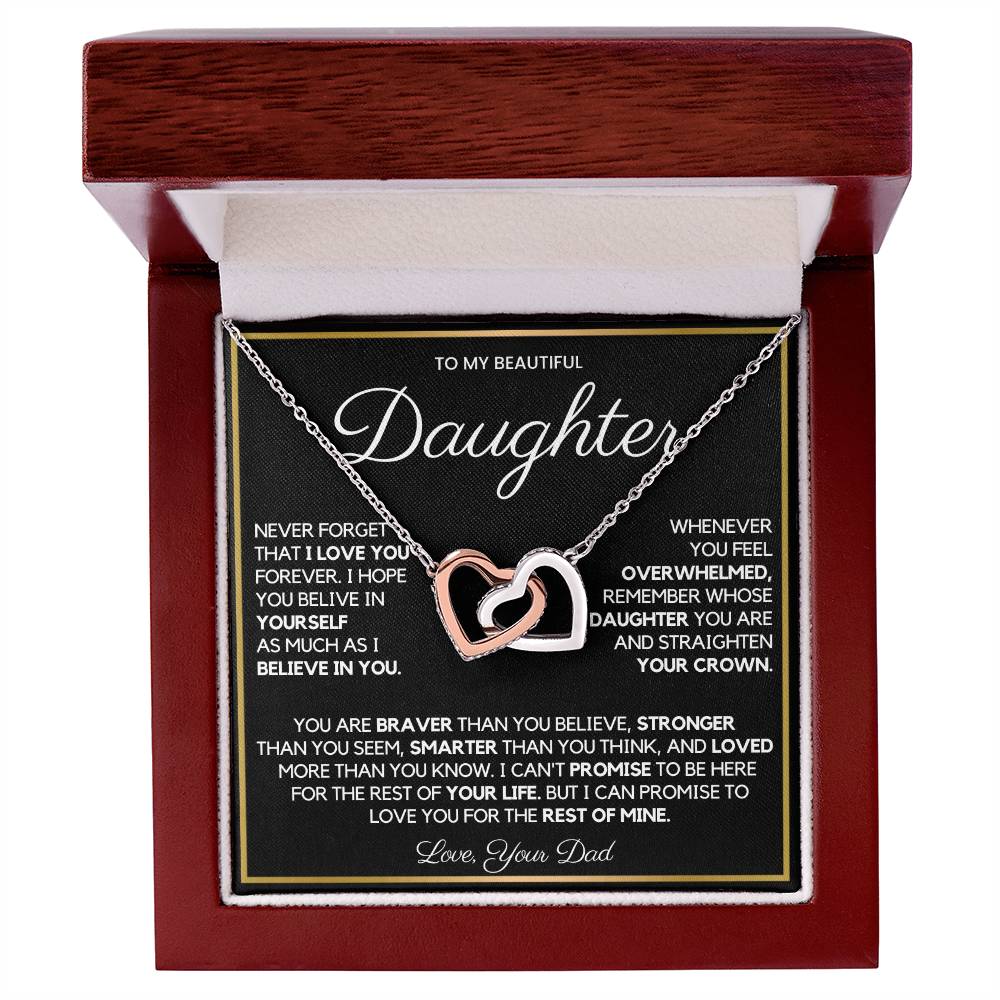 To My Daughter From Dad β Interlocking Hearts Necklace