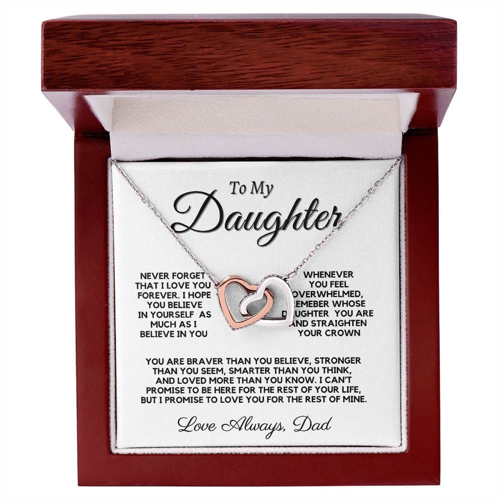 To My Daughter Interlocking Hearts Neckalce From Dad