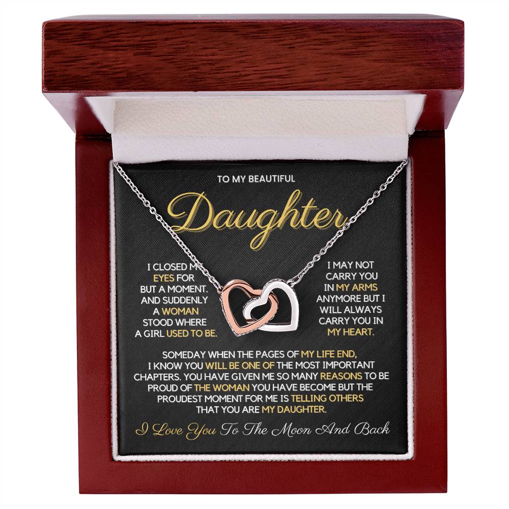 To My Daughter from Dad | Interlocking Hearts Necklace | 14k or 18k