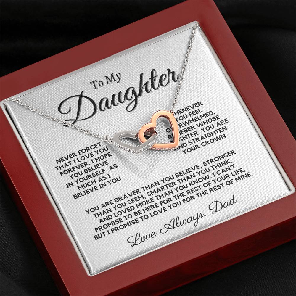 To My Daughter Interlocking Hearts Neckalce From Dad