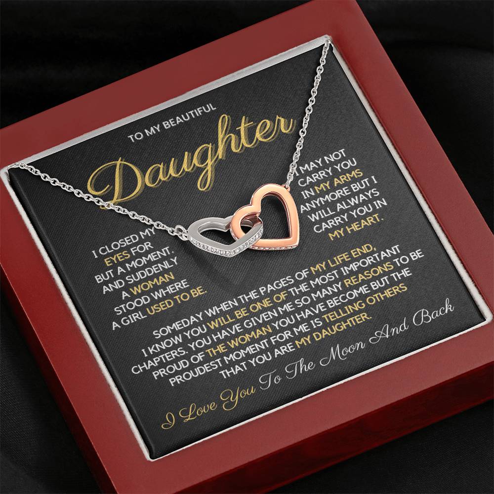 To My Daughter from Dad | Interlocking Hearts Necklace | 14k or 18k