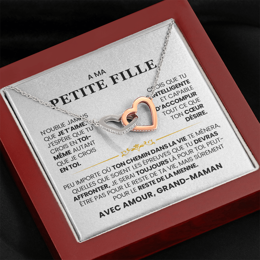 A Ma Petite Fille - De Grand Maman - Collier Cœurs Entrelacés