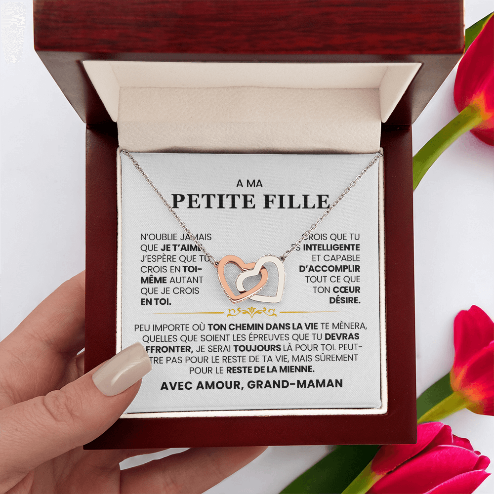 A Ma Petite Fille - De Grand Maman - Collier Cœurs Entrelacés