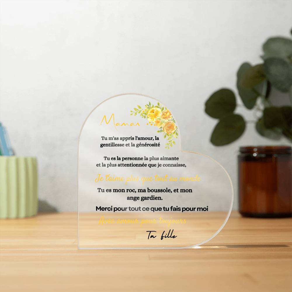Plaque En Acrylique En Forme De Coeur Pour Maman