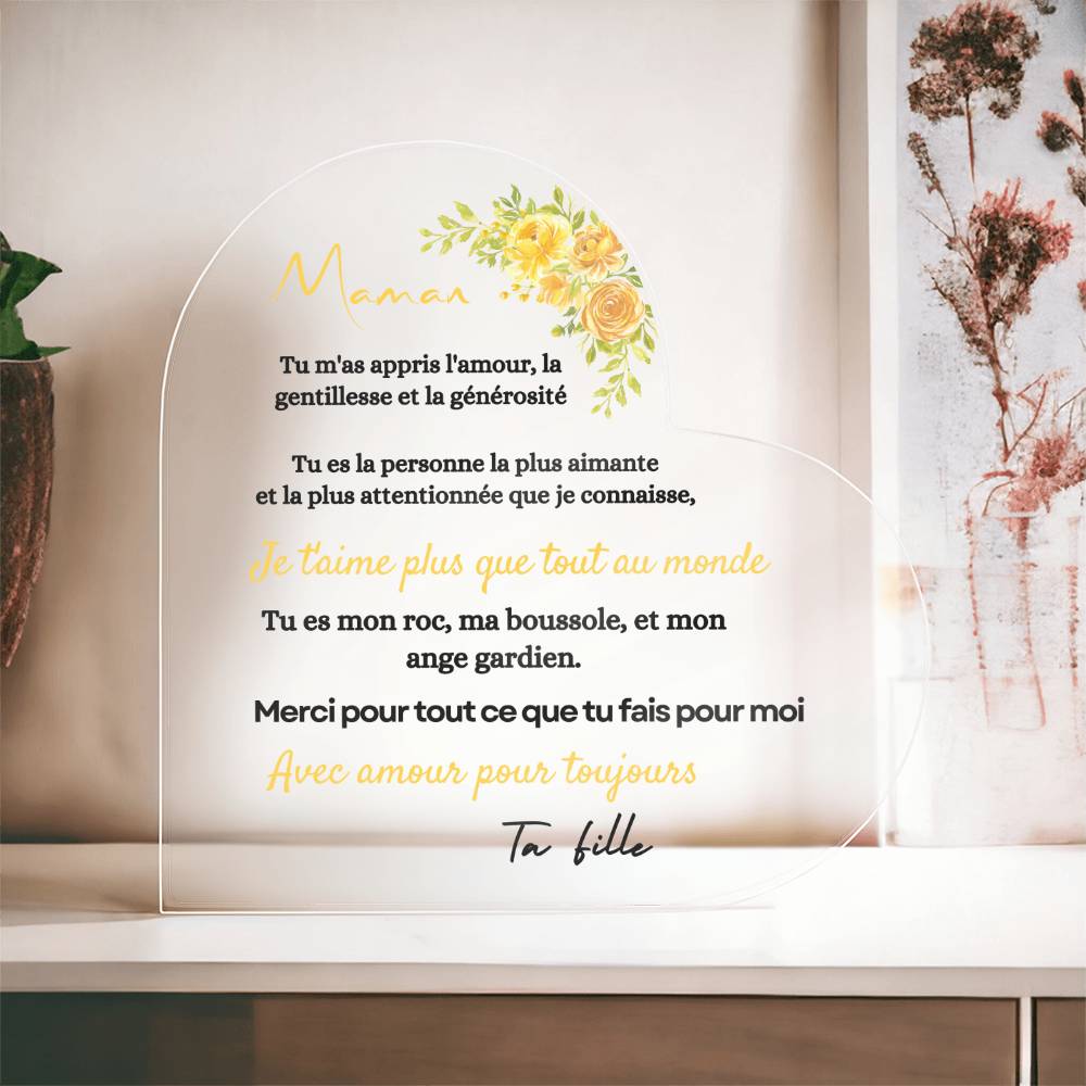 Plaque En Acrylique En Forme De Coeur Pour Maman