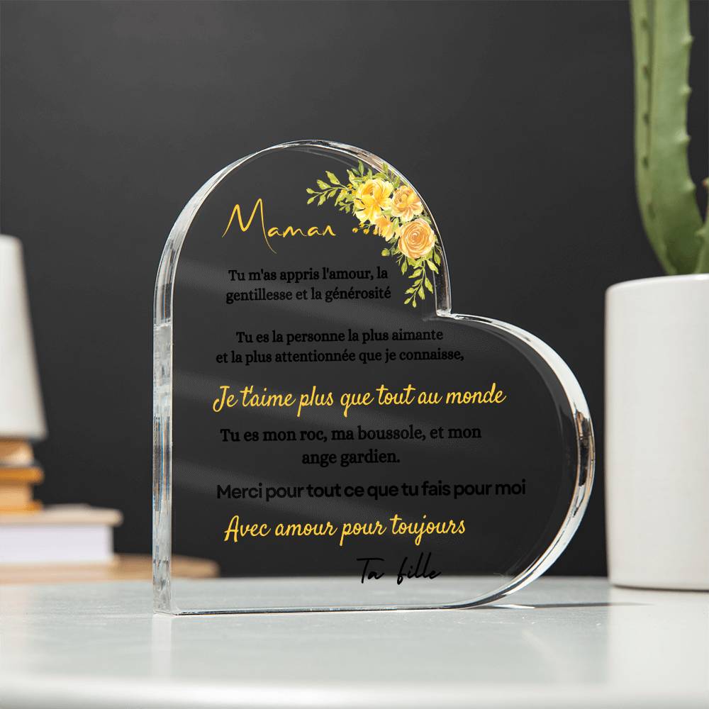 Plaque En Acrylique En Forme De Coeur Pour Maman
