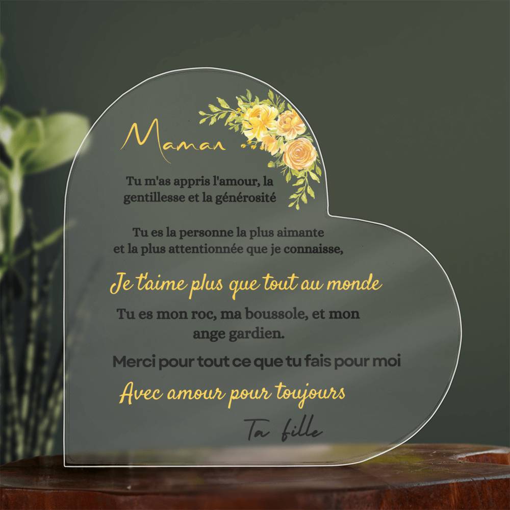 Plaque En Acrylique En Forme De Coeur Pour Maman