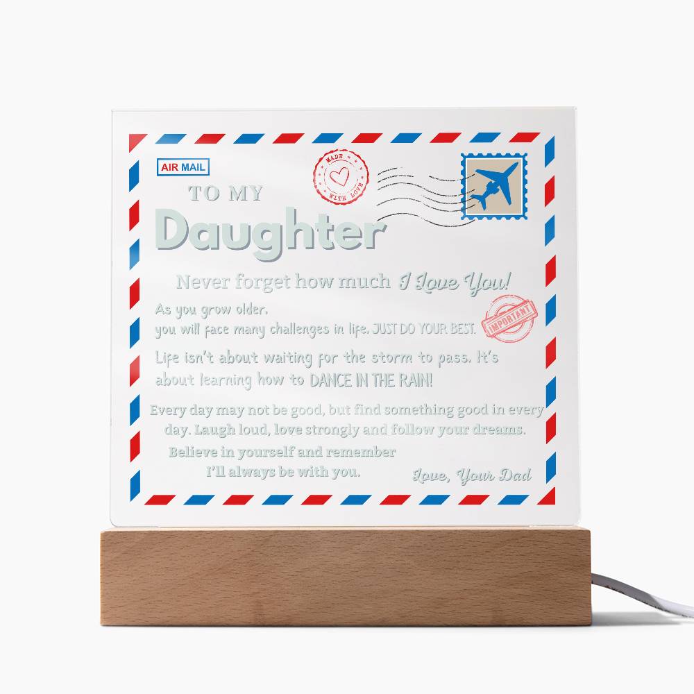 Dad to Daughter Heartfelt Acrylic Plaque | Special Keepsake with LED Light