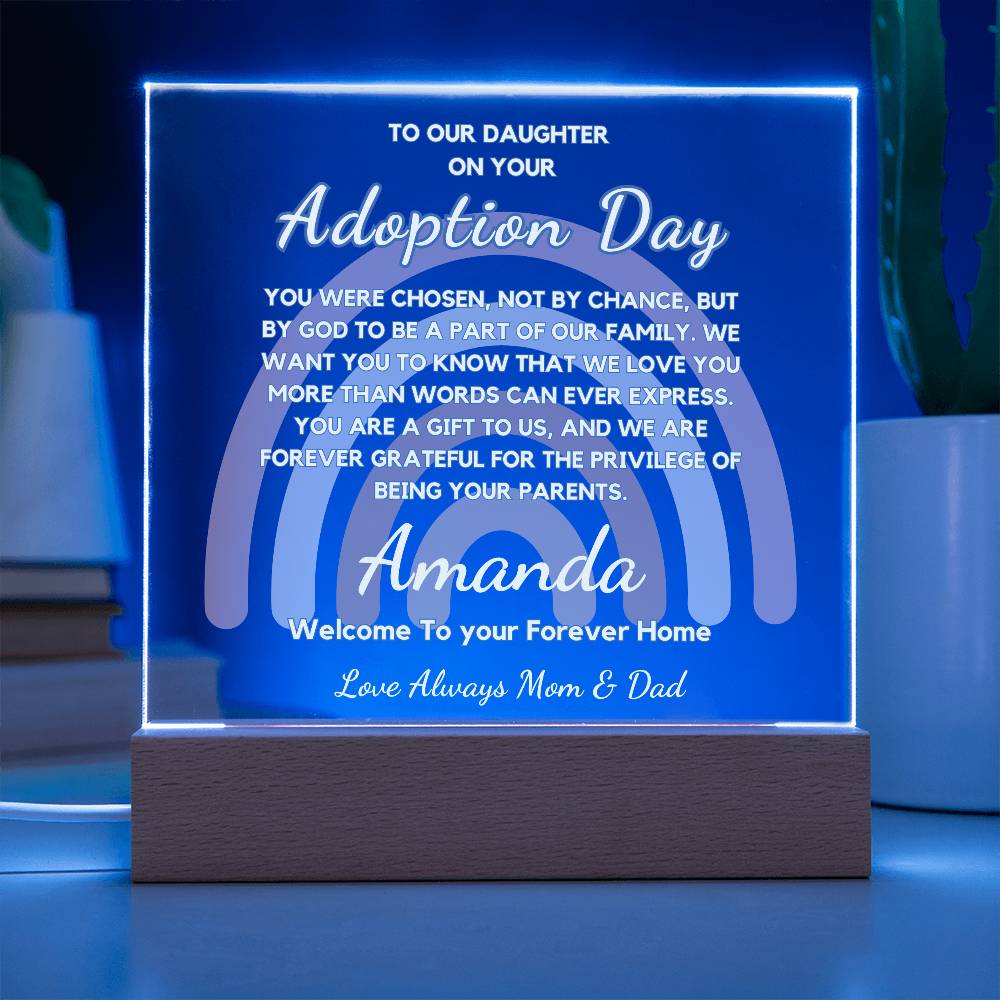 Adoption Day Gift - You Were Chosen | Personalized Acrylic Plaque | Gift From Mom & Dad