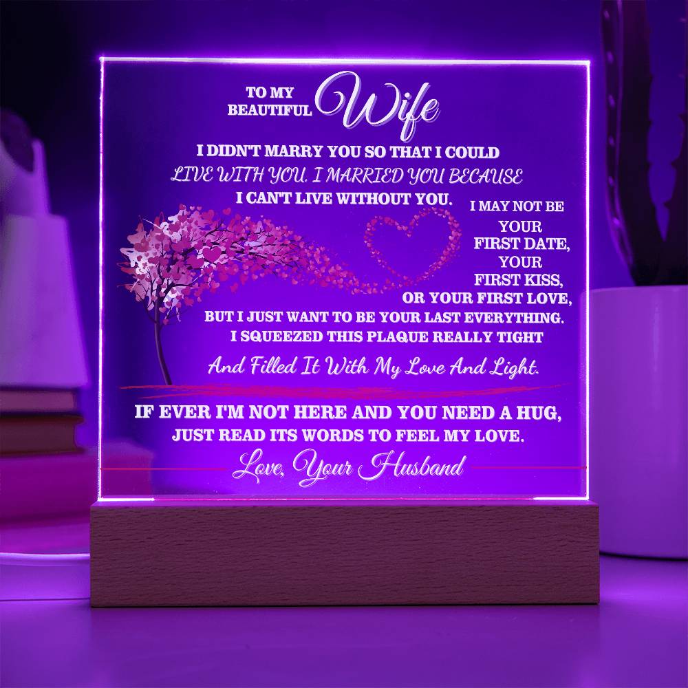 To My Beautiful Wife - Romantic LED Acrylic Plaque