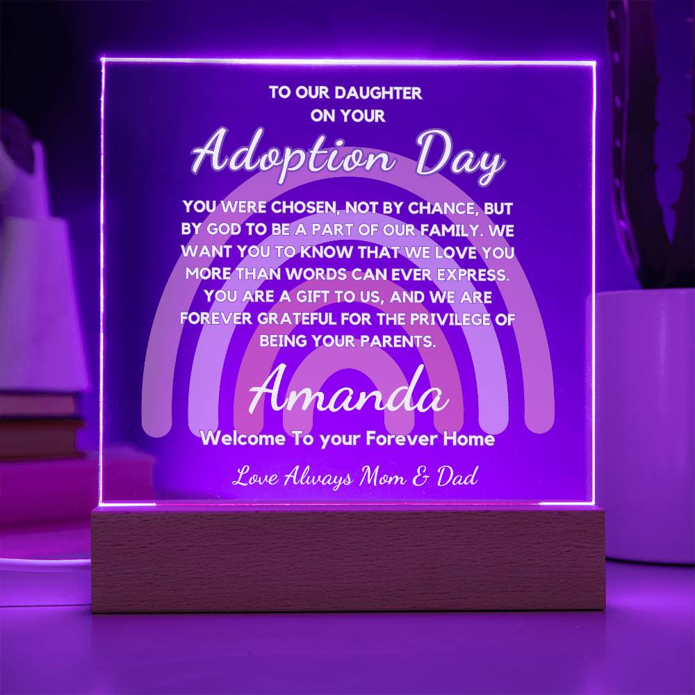 Adoption Day Gift - You Were Chosen | Personalized Acrylic Plaque | Gift From Mom & Dad