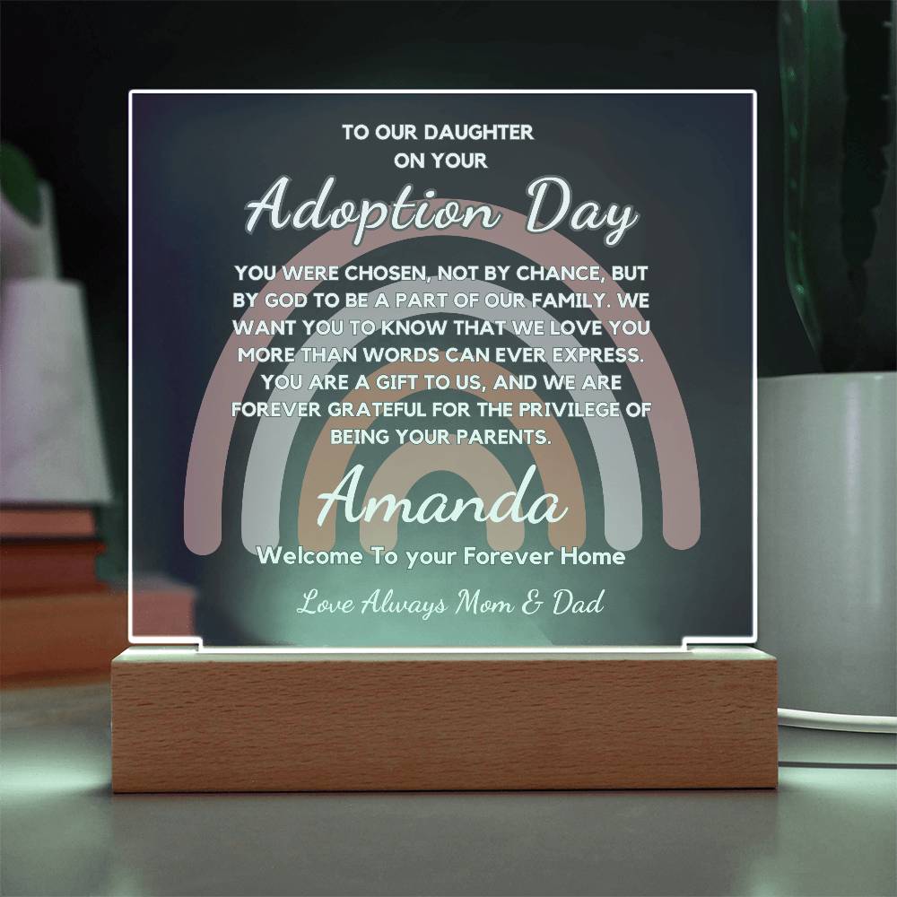 Adoption Day Gift - You Were Chosen | Personalized Acrylic Plaque | Gift From Mom & Dad