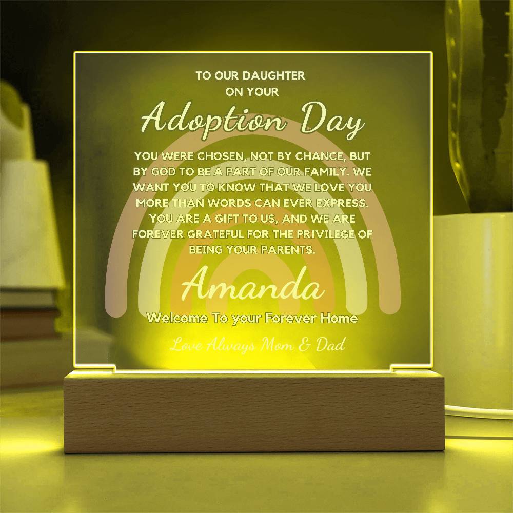 Adoption Day Gift - You Were Chosen | Personalized Acrylic Plaque | Gift From Mom & Dad