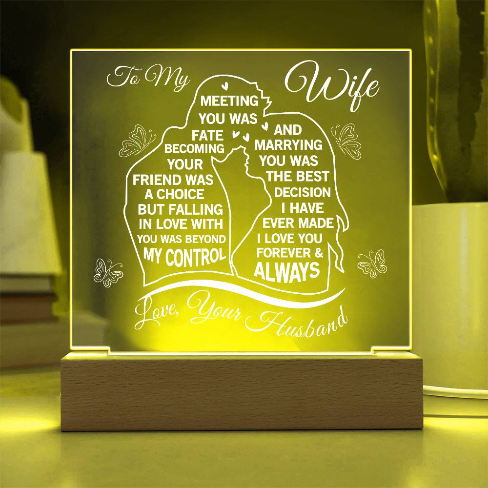 To My Beautiful Wife - Romantic LED Acrylic Plaque from Husband