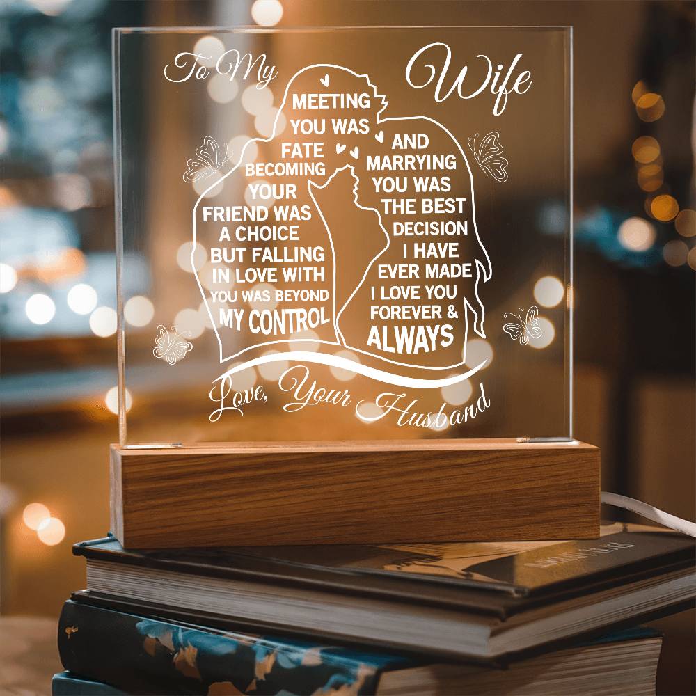 To My Beautiful Wife - Romantic LED Acrylic Plaque from Husband