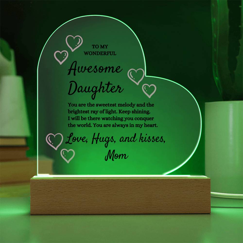 To My Daughter Heart Acrylic Plaque From Mom - Special Occasion