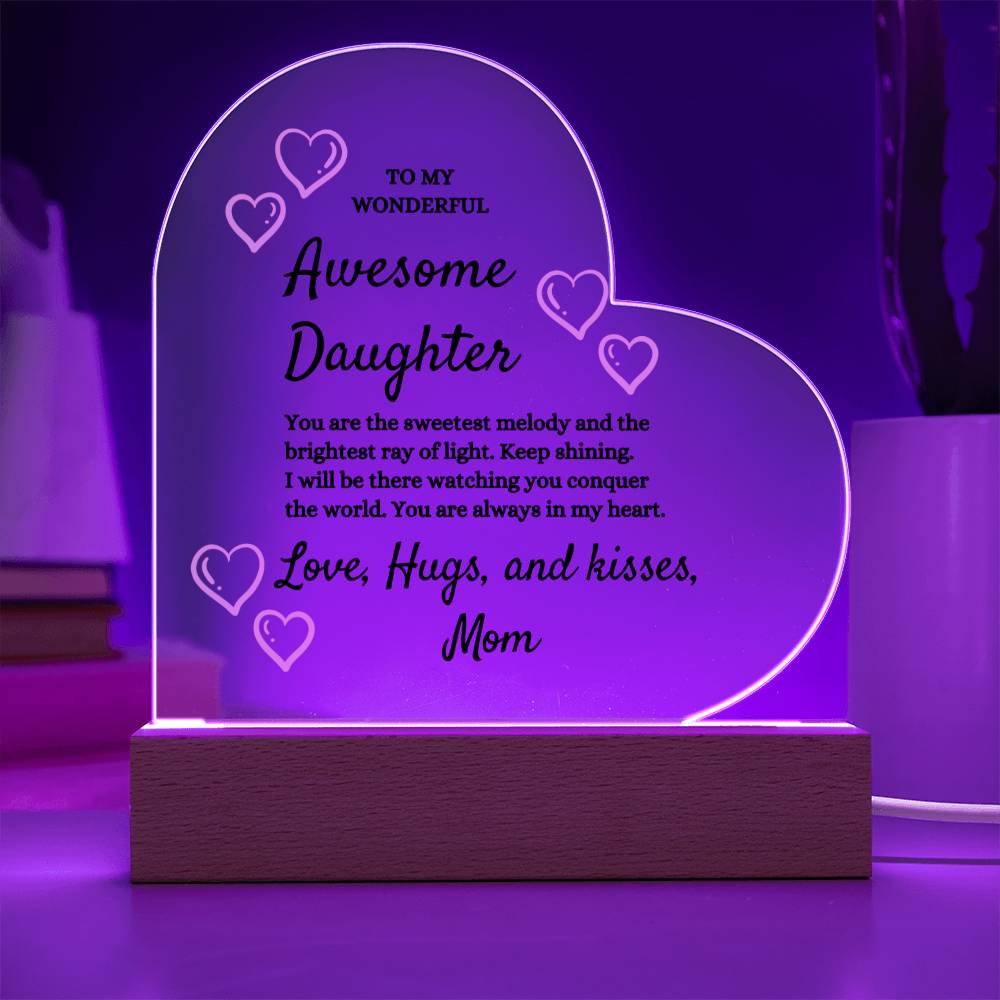 To My Daughter Heart Acrylic Plaque From Mom - Special Occasion