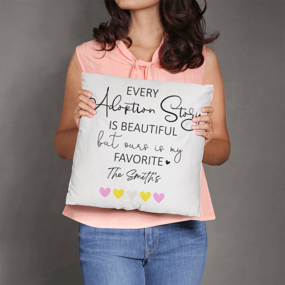 Adoption Pillow With Familly Name
