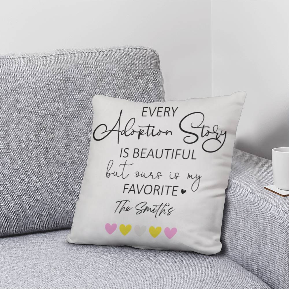 Adoption Pillow With Familly Name