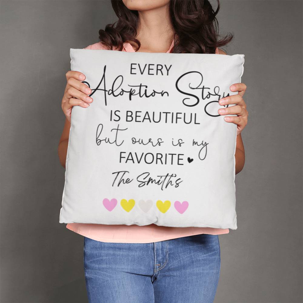 Adoption Pillow With Familly Name