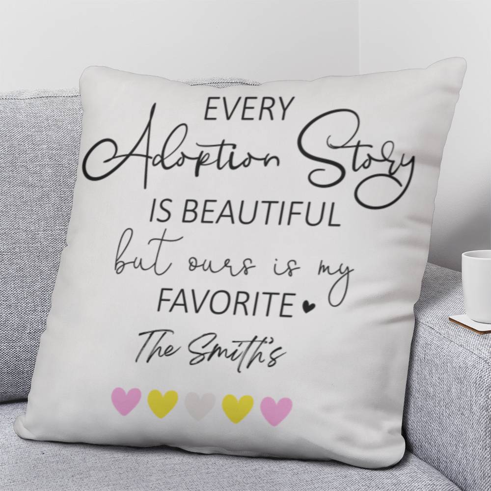 Adoption Pillow With Familly Name