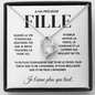Necklace with heart-shaped pendant in a gift box with French text