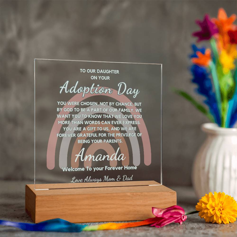 Adoption Day Gift - You Were Chosen | Personalized Acrylic Plaque | Gift From Mom & Dad