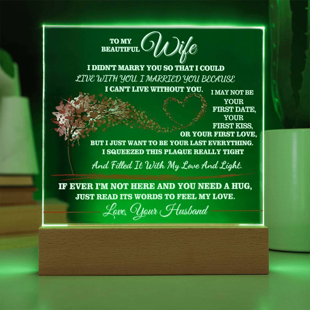 To My Beautiful Wife - Romantic LED Acrylic Plaque