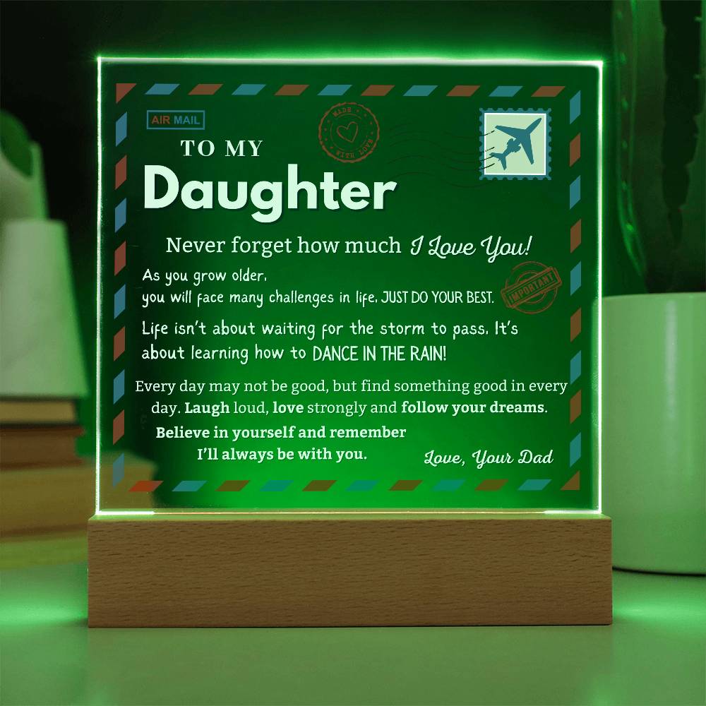 Dad to Daughter Heartfelt Acrylic Plaque | Special Keepsake with LED Light